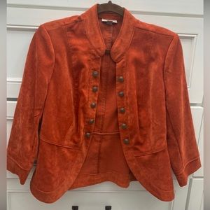 Military blazer/jacket, size Small. Orange brown color. Three quarter sleeve.
